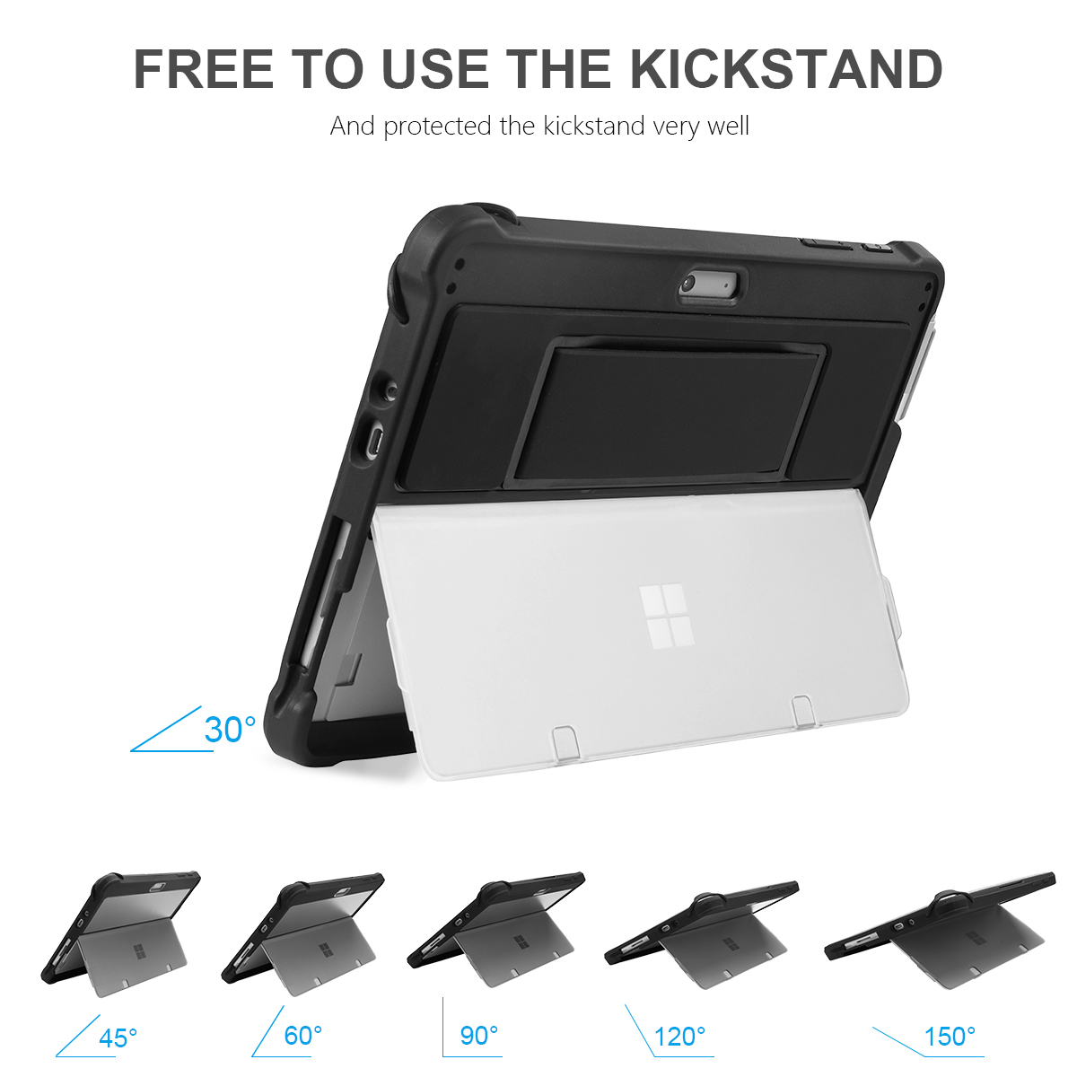 TPU Tablet Case For Microsoft Surface Go3/2/1 with Pen Holder & Hand Strap & Shoulder strap
